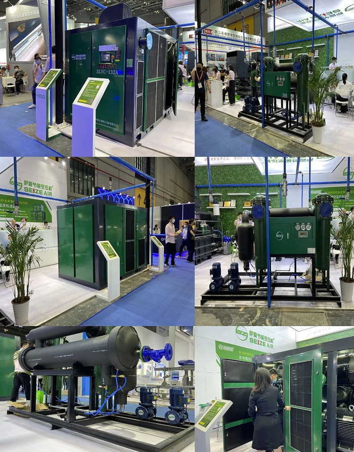 上海空壓機薩震展臺,展出的空壓機機型